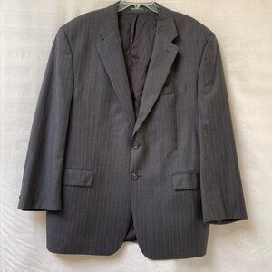 Ralph Lauren Blazer Mens 47 R Gray Pinstripe Made In Canada Wool Wedding Office